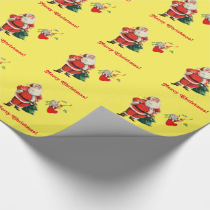 Santa and Kitten Wrapping Paper
