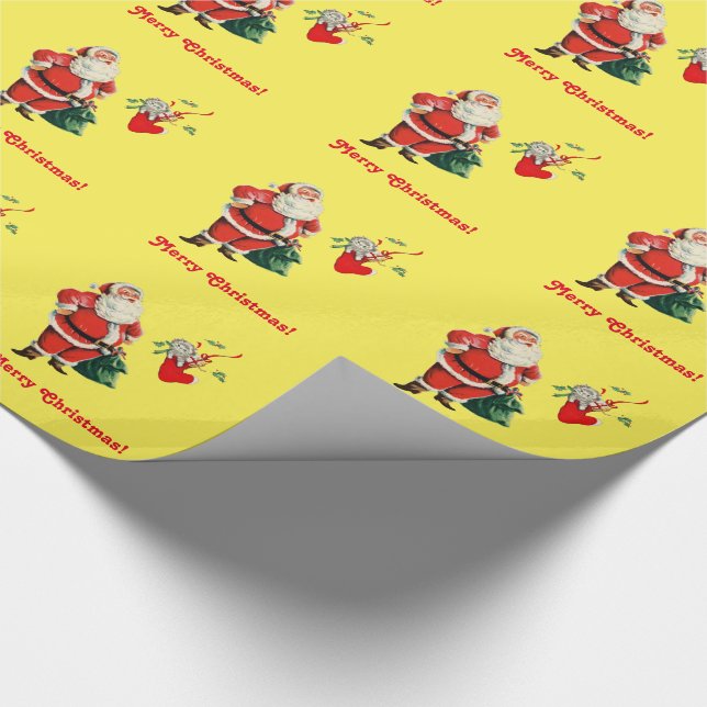 Santa and Kitten Wrapping Paper (Corner)