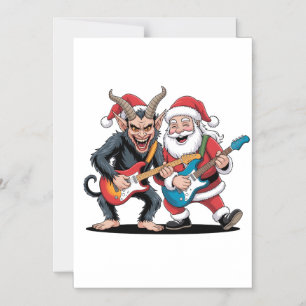 Santa And Krampus Christmas Rock Evil Magnetic Invitation
