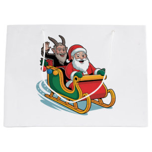 Santa and Krampus Evil Dark Christmas Horror Xmas  Large Gift Bag