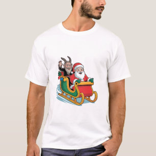 Santa and Krampus Evil Dark Christmas Horror Xmas T-Shirt