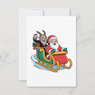 Santa and Krampus Evil Dark Christmas Horror Xmas  Thank You Card
