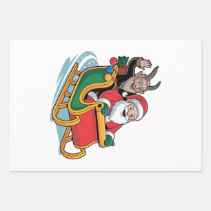 Santa and Krampus Evil Dark Christmas Horror Xmas  Wrapping Paper Sheet