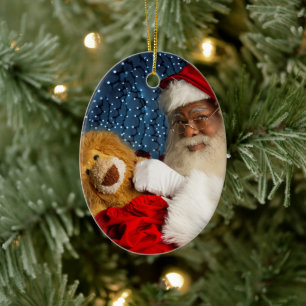 Santa and Leo the Lion Ceramic Ornament