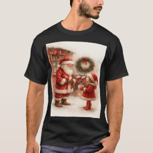 Santa and Little Girl Christmas T-Shirt