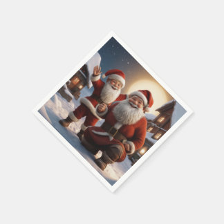 Santa and Little Helper Christmas Design Napkin