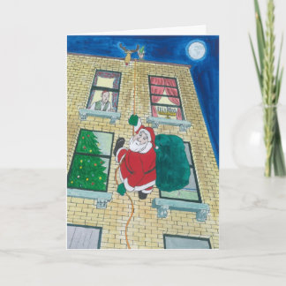 Santa and menorah holiday card