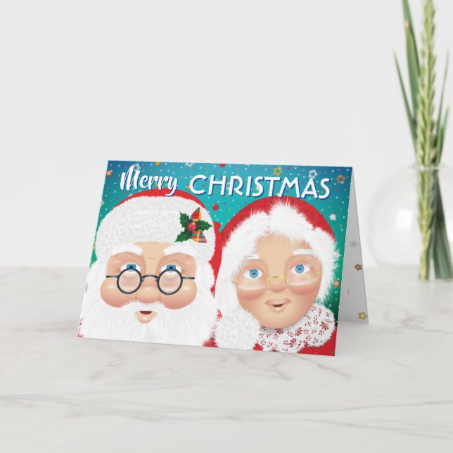 Santa and Mrs Claus Christmas Holiday Card (Front)