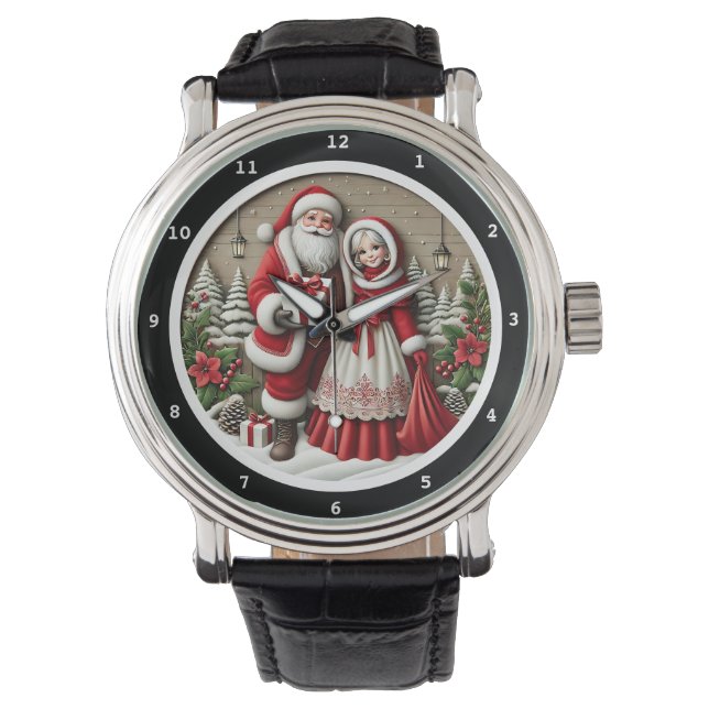Santa and Mrs. Claus Christmas Scene Watch (Front)