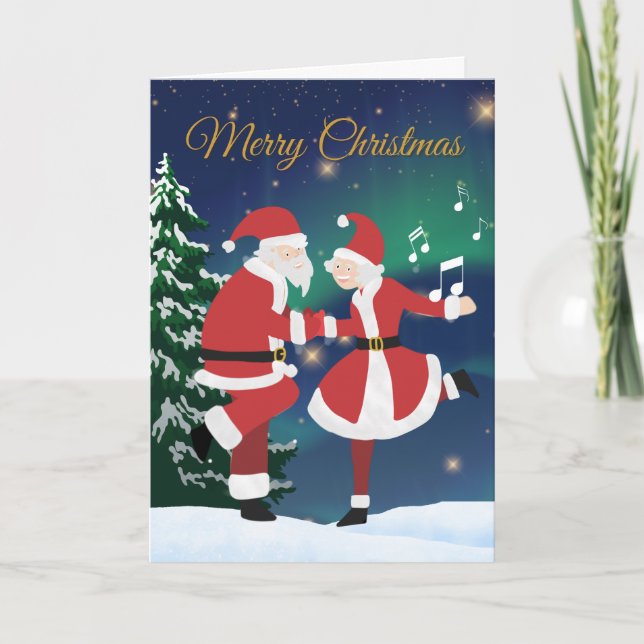 Santa and Mrs. Claus dancing- Fun Card (Front)