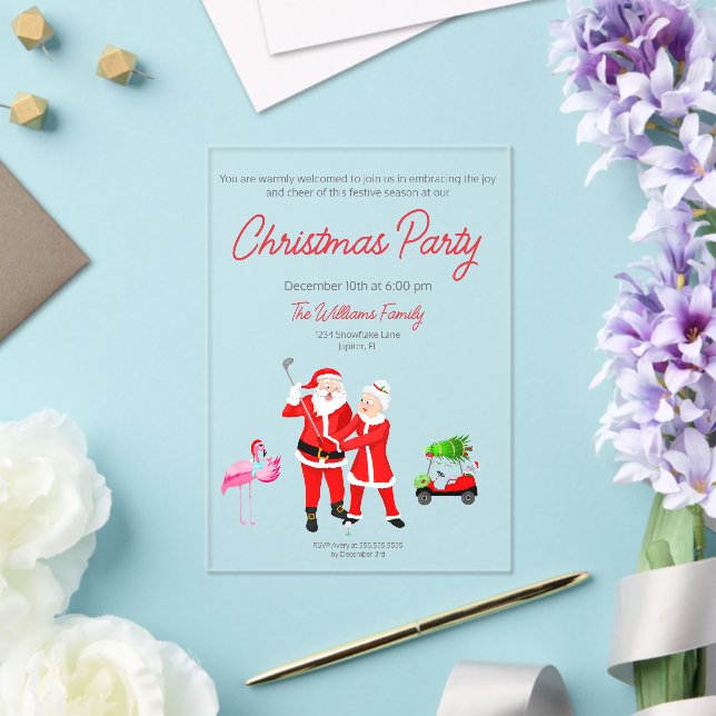 Santa and Mrs. Claus Golf Swing Invitation (Insitu (Wedding))