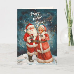Santa And Mrs Claus Happy New Year Holiday Card
