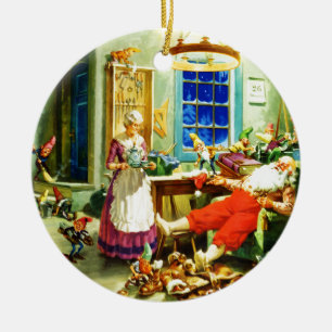 Santa and Mrs. Claus Relax Christmas Night Ceramic Ornament