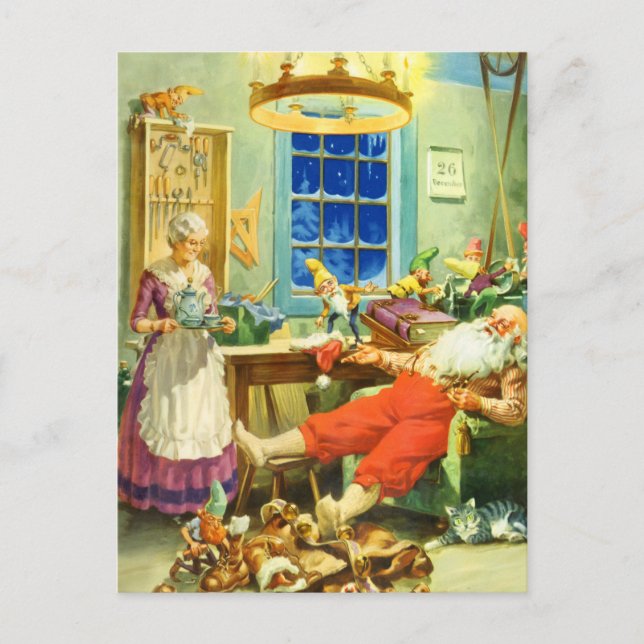 Santa and Mrs. Claus the Day after Christmas. Holiday Postcard (Front)