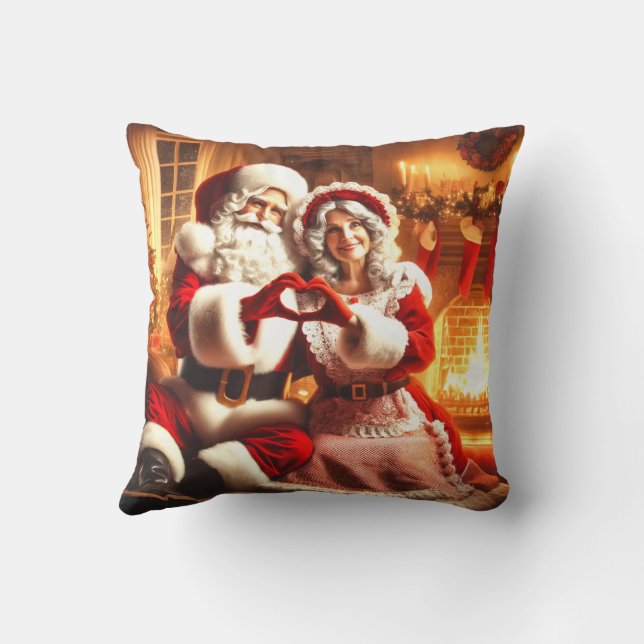 Santa and Mrs. Claus  Throw Pillow (Back)