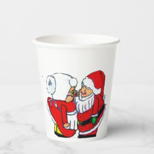 SANTA AND MRS. CLAUSE KISSING  PAPER CUPS