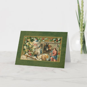 Santa and Nativity Scene Holiday Card