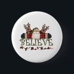 Santa and Reindeer Believe 2 Inch Round Button<br><div class="desc">Santa Claus and his reindeer adorn these cute holiday greeting cards, mugs, tote bags, T-shirts, and other items and text reads "Believe"! You can customize these Santa and Reindeer holiday items using the easy customization tool.</div>