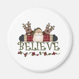Santa and Reindeer Believe Magnet