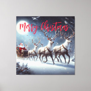 Santa and Reindeer Canvas Print