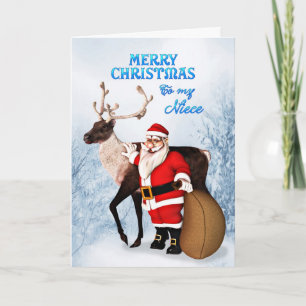 Santa and reindeer Christmas card for niece
