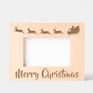 Santa and Reindeer Christmas Design Etched Frames