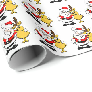 Santa and Reindeer Christmas Gift Paper