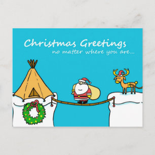 Santa and Reindeer Christmas Greeting Postcard