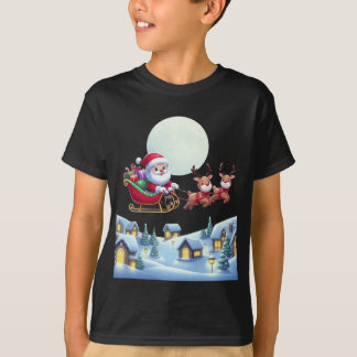 Santa and Reindeer Christmas Magic Night Tee
