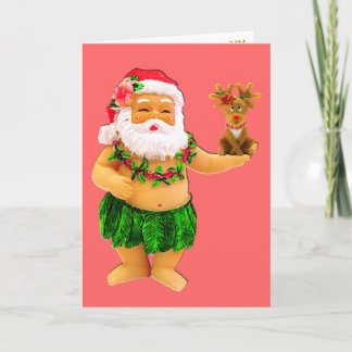santa and reindeer holiday card
