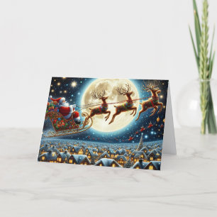 Santa and Reindeer Holiday Card