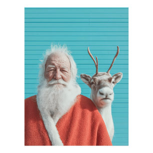 Santa and Reindeer Holiday Duo Photo Print