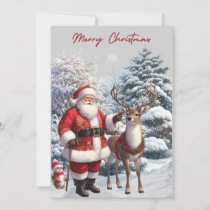 Santa and Reindeer Merry Christmas card