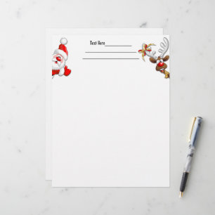 Santa and Reindeer Merry Christmass Happy Cartoon Letterhead