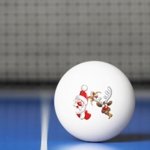 Santa and Reindeer Merry Christmass Happy Cartoon Ping Pong Ball