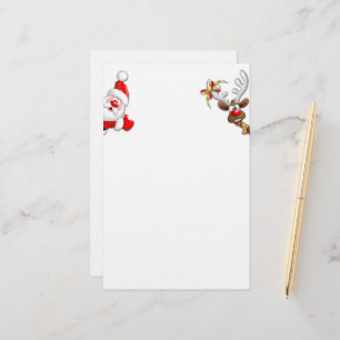 Santa and Reindeer Merry Christmass Happy Cartoon Stationery