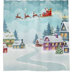 Santa and Reindeer on Christmas Background. Winter