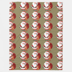 Santa and Reindeer Pattern Fleece Blanket