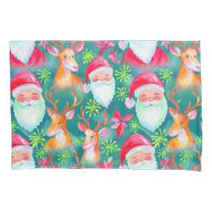 Santa and reindeer pillowcase