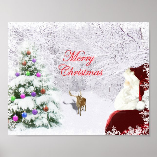 Santa and Reindeer Poster (Front)