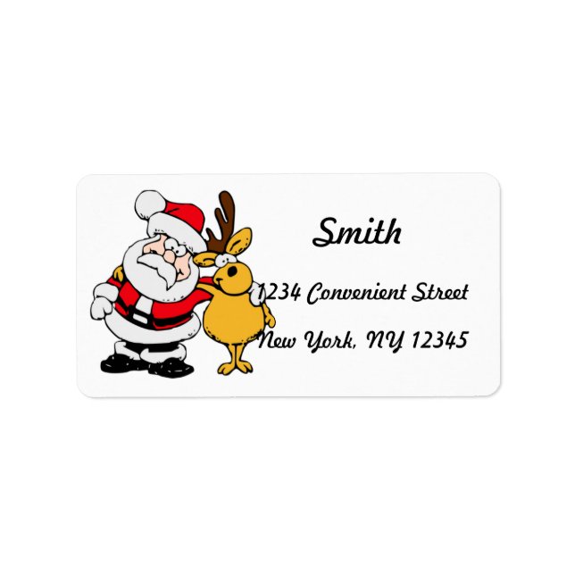 Santa and Reindeer Return Address Label (Front)
