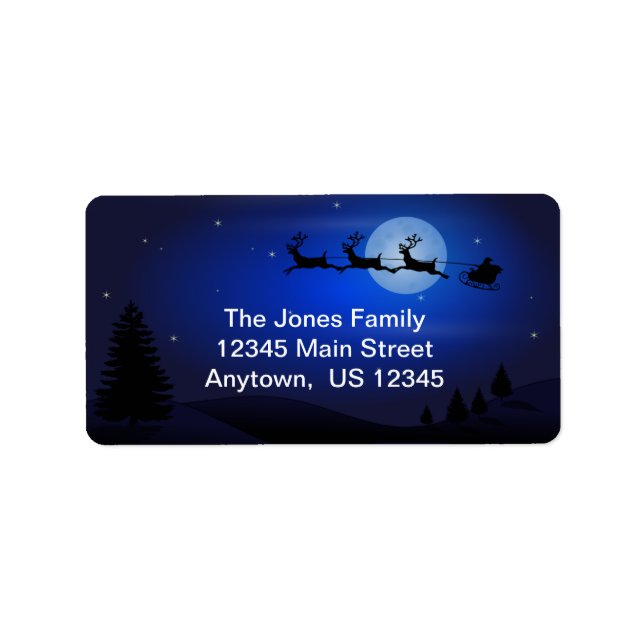 SANTA AND REINDEER SILHOUETTE CUSTOM LABEL (Front)