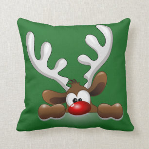 Santa And Reindeer Throw Pillow