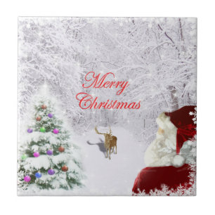 Santa and Reindeer Tile