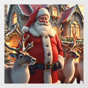 Santa and Reindeer Window Cling