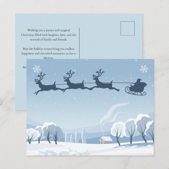 Santa and Reindeer Winter Christmas  Postcard (Front/Back)