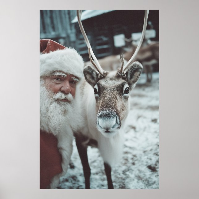 Santa and Reindeer Winter Magic Poster (Front)