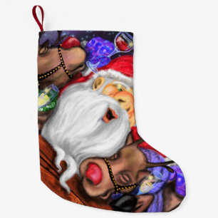 Santa and Reindeers Fun Ny Christmas Stocking