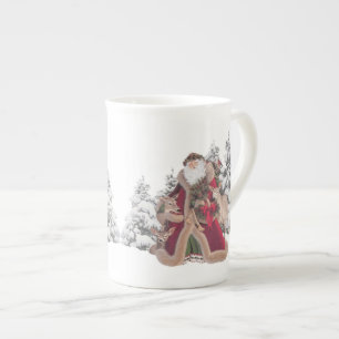 Santa and Reindeers Vintage Bone China Mug