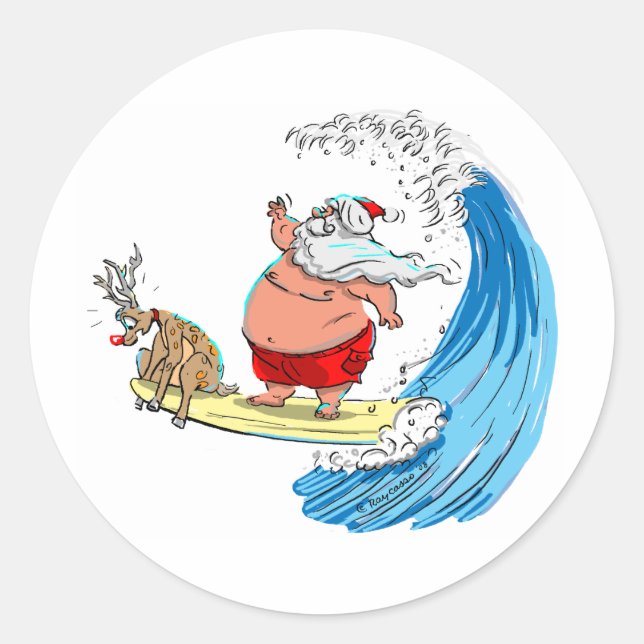 SaNtA aNd RuDoLf Classic Round Sticker (Front)